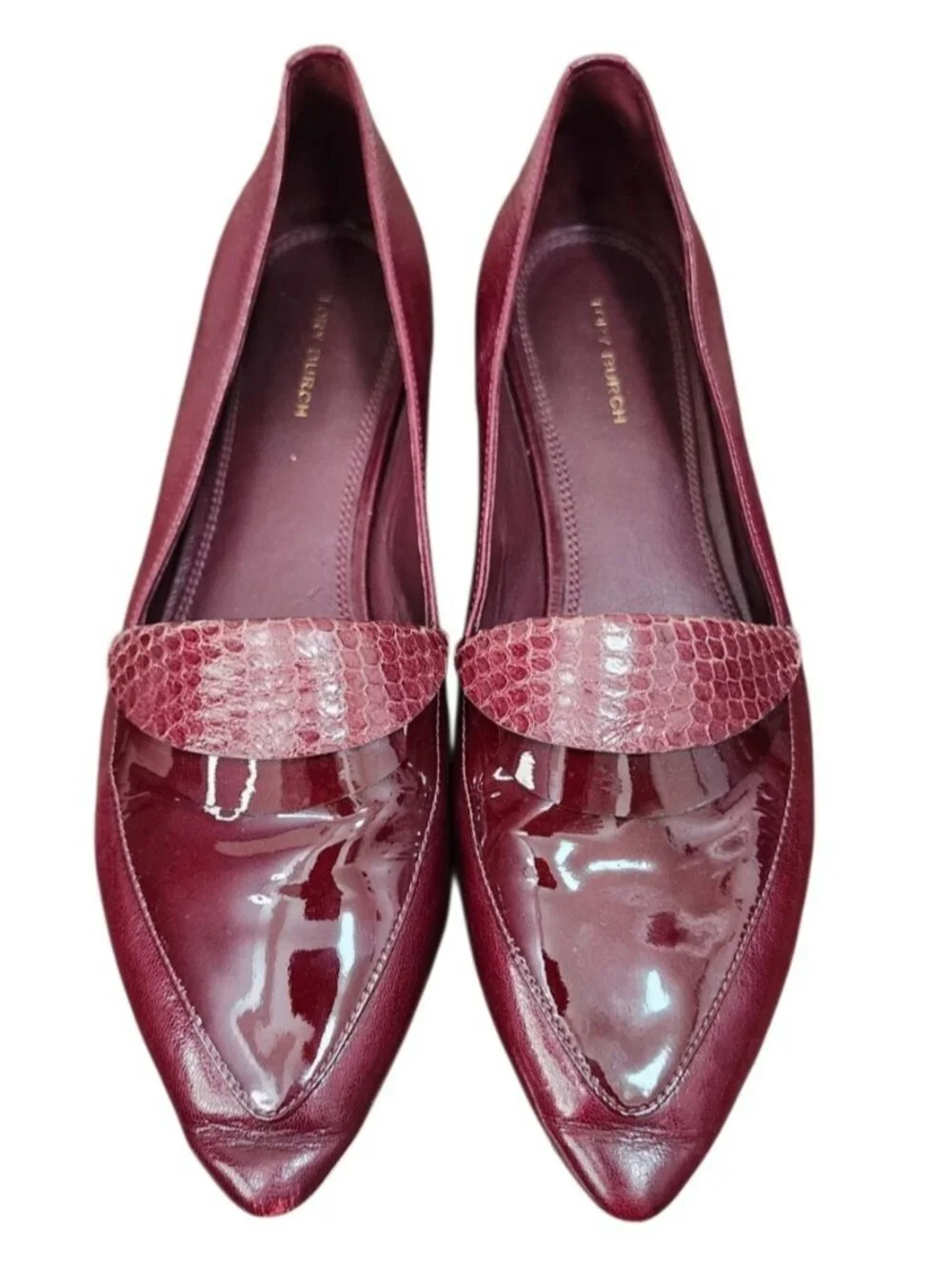 Tory Burch Burgundy Leather Pointed Toe Loafers Flats Women’s Size 9M